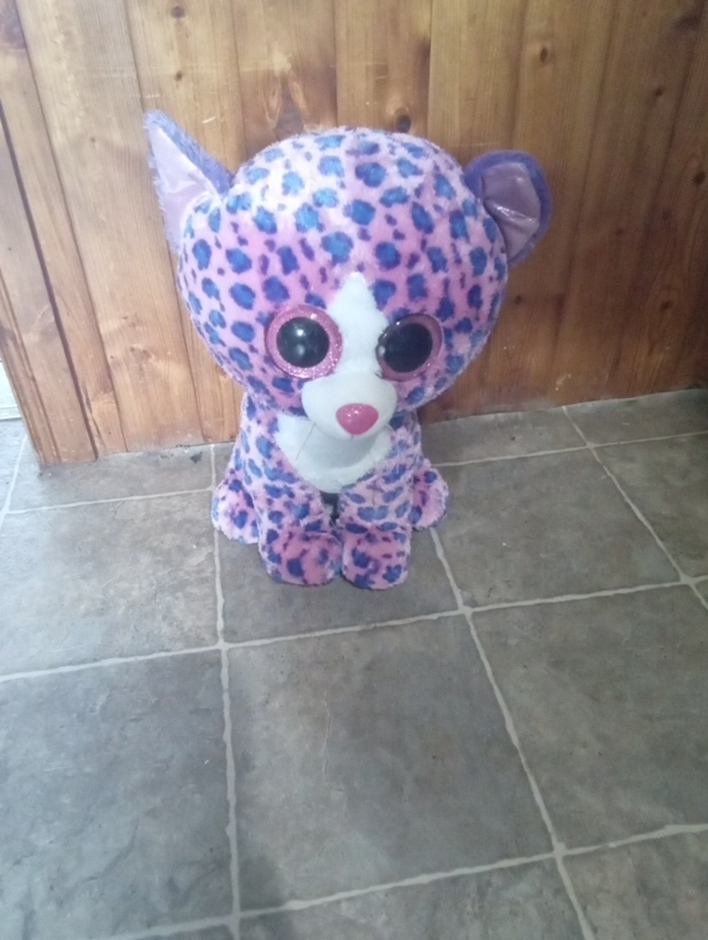 TY Oversized 26" Plush Pink and Purple Leopard Stuffed Animal Toy